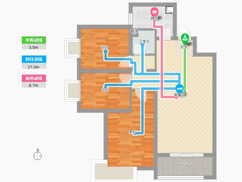 潤德天悅城3室2廳1衛(wèi)1廚107㎡動靜線圖