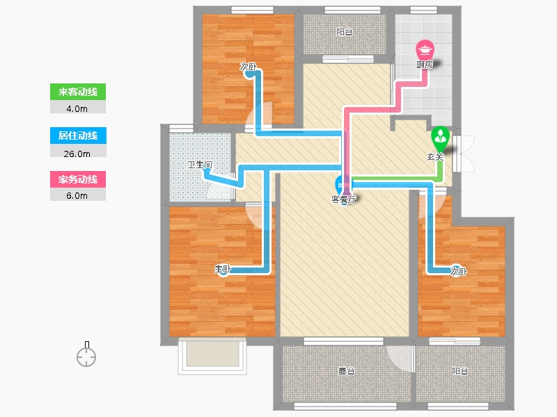 潤德天悅城3室2廳1衛(wèi)1廚118㎡動靜線圖