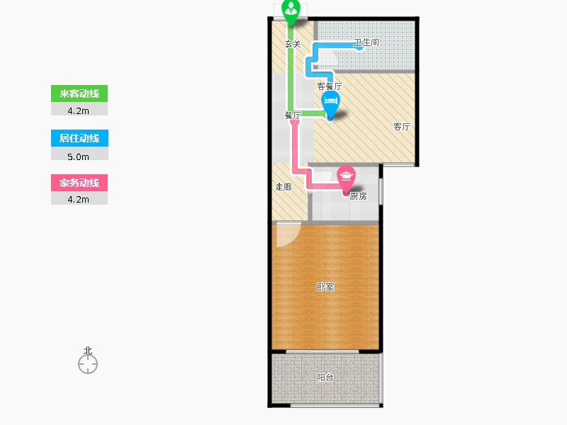 鑫界9號(hào)院1室1廳1衛(wèi)1廚71㎡動(dòng)線圖