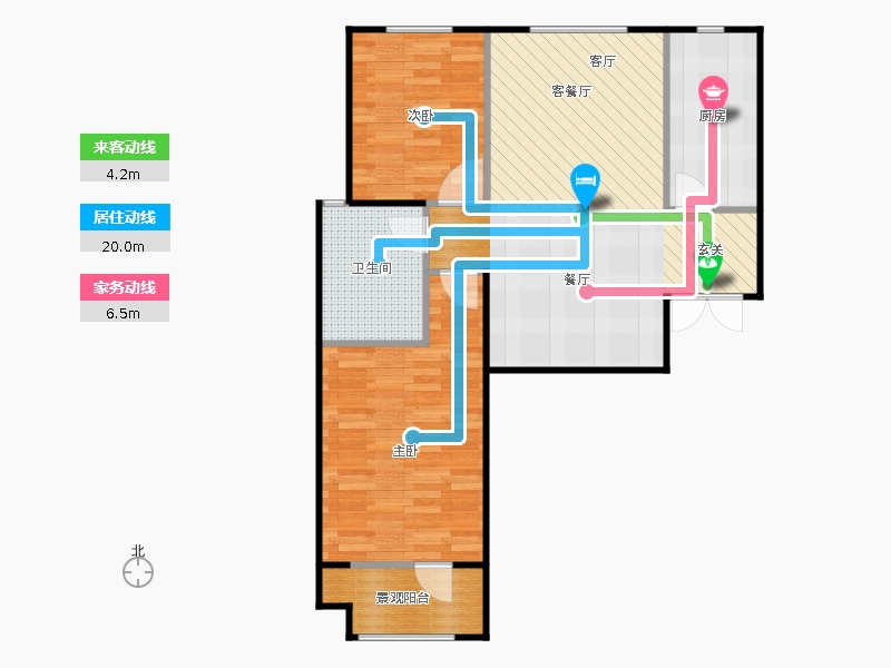 百島綠城2室1廳1衛(wèi)1廚106㎡動線圖