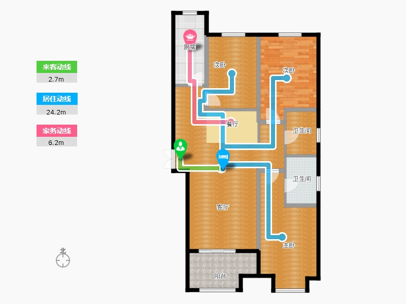 百島綠城3室2廳2衛(wèi)1廚136㎡動線圖