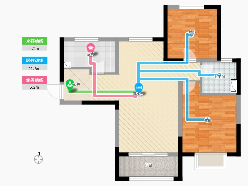 保利西悅春天2室2廳1衛(wèi)1廚97㎡動靜線圖