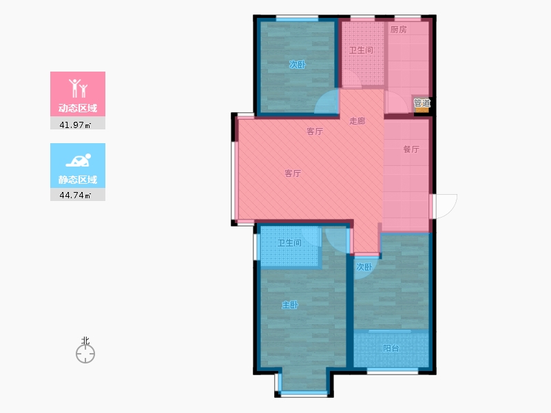 明瀚花香城3室1廳2衛(wèi)1廚109㎡動(dòng)靜分區(qū)圖