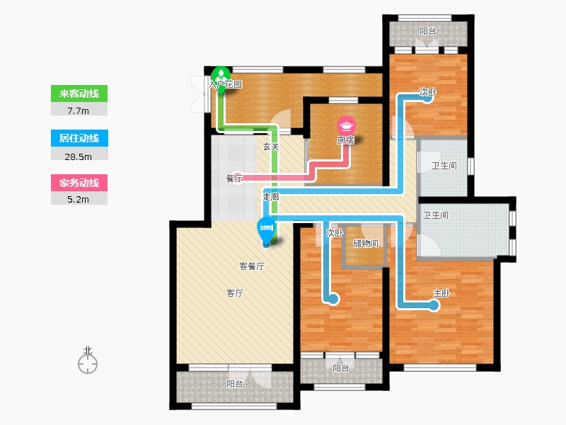天下錦程3室1廳2衛(wèi)1廚172㎡動(dòng)靜線圖