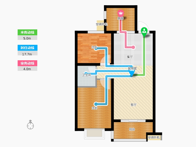 同祥城2室2廳1衛(wèi)1廚107㎡動線圖