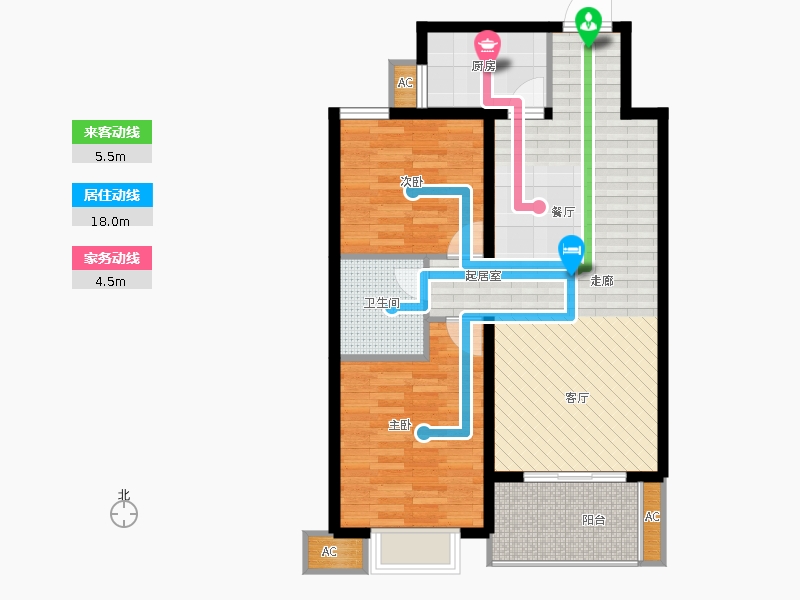 同祥城2室2廳1衛(wèi)1廚117㎡動(dòng)線圖