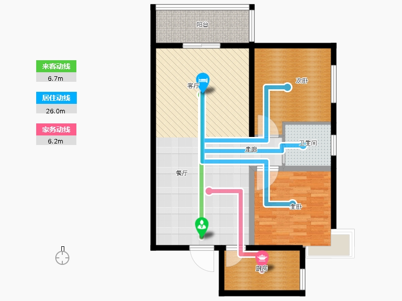 同祥城2室2廳1衛(wèi)1廚122㎡動(dòng)線圖