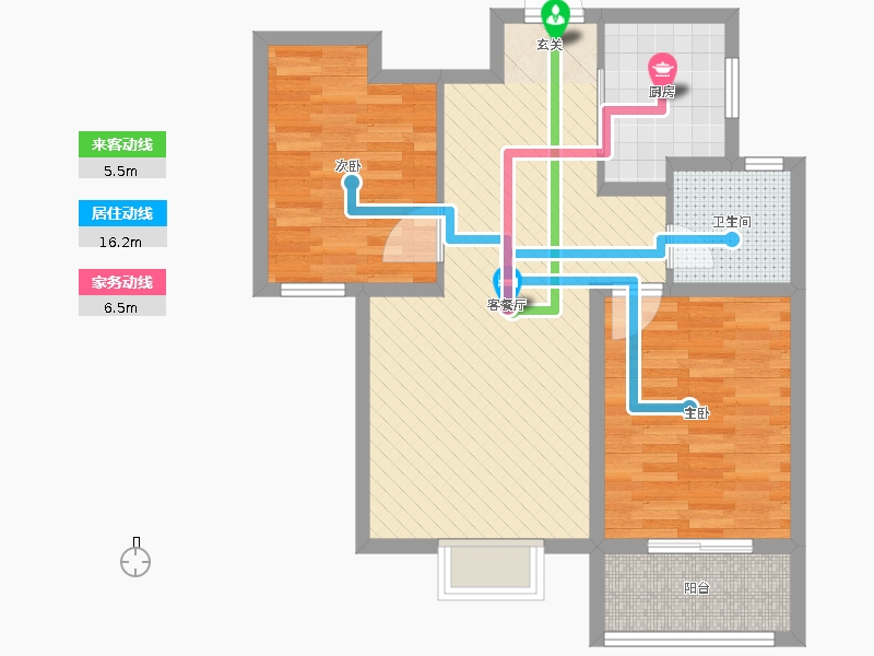鉑宮時(shí)代2室2廳1衛(wèi)1廚89.00㎡動(dòng)靜線圖
