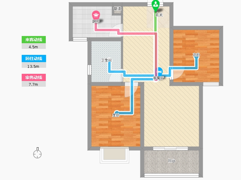 鉑宮時(shí)代2室2廳1衛(wèi)1廚90㎡動(dòng)靜線圖